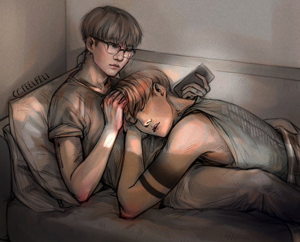 Jikook Art au lit