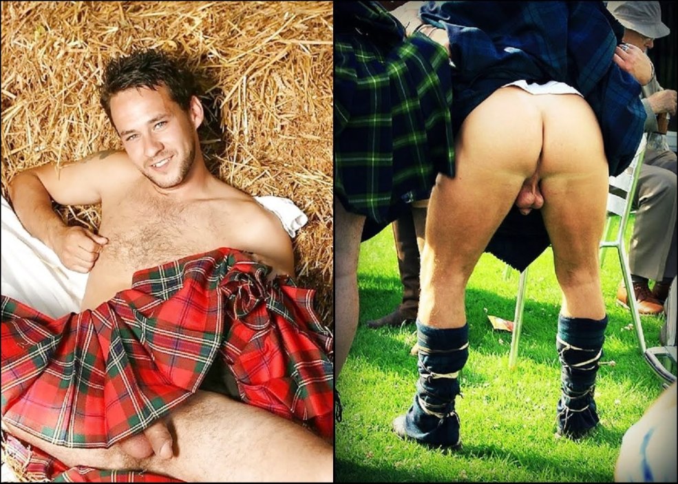 Hommes en kilts sans culotte