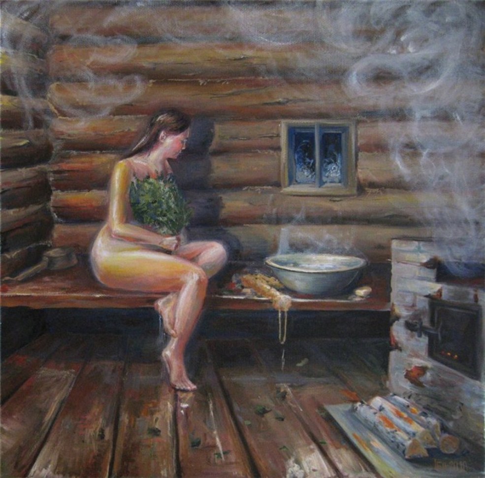 Espionné dans un bain de village