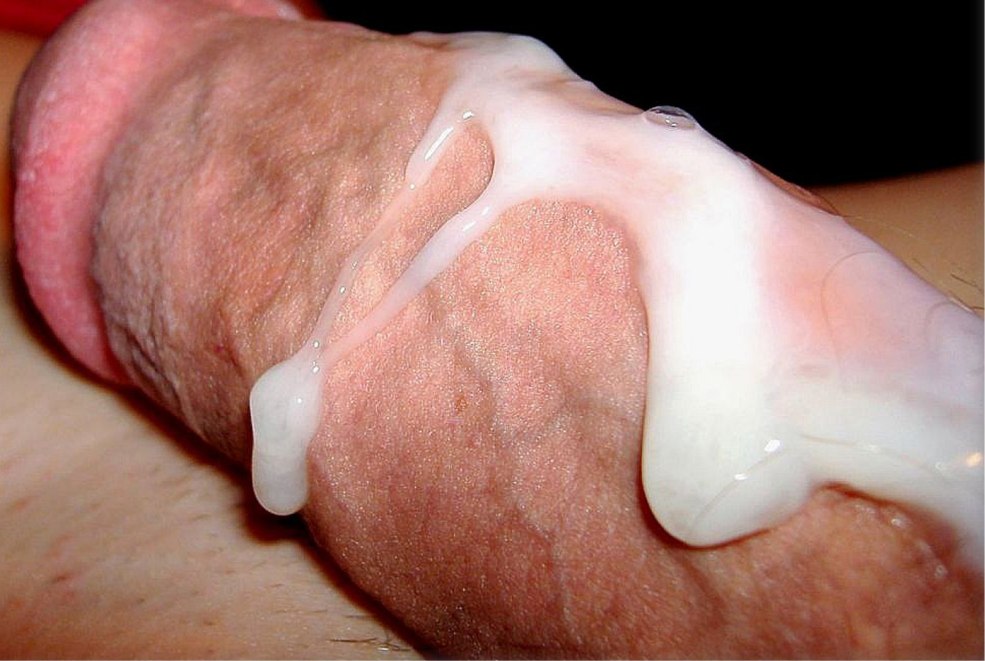 Tête de bite / tout / in / sperme