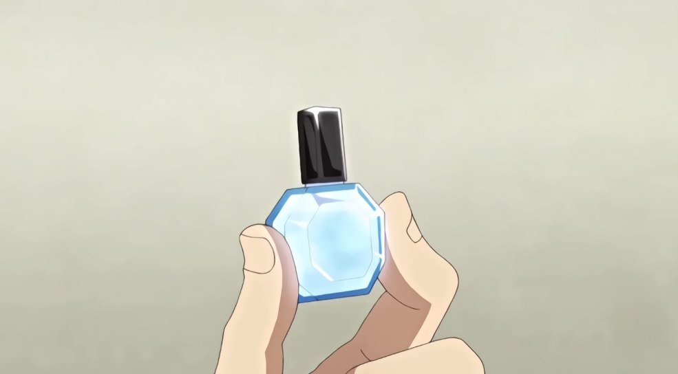 L'anime est assis sur une bouteille