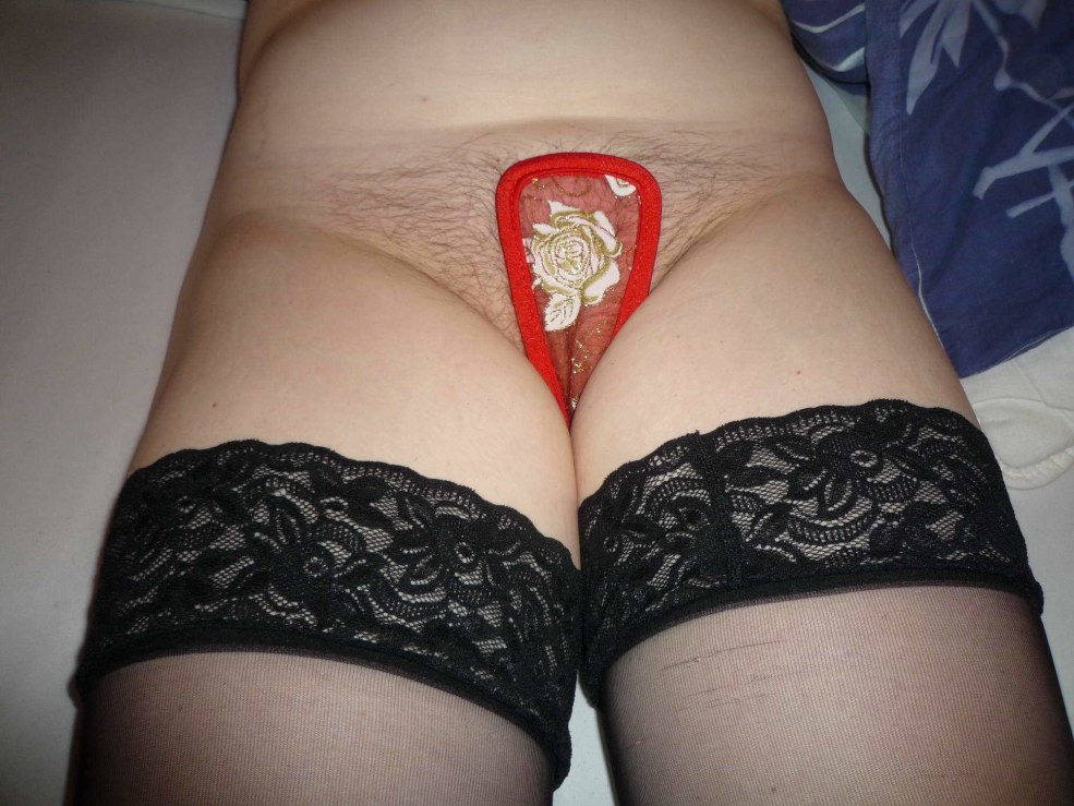 Chatte poilue en culotte transparente