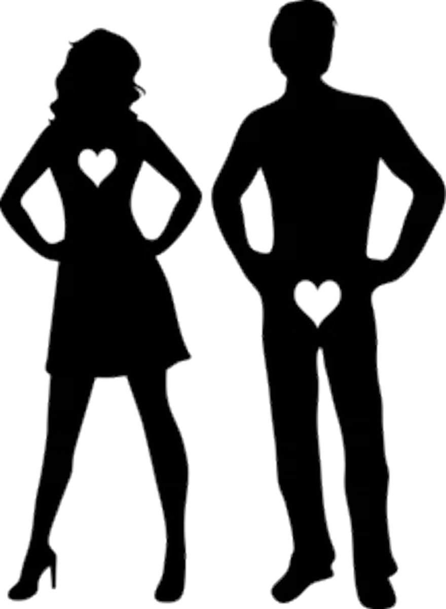 Silhouettes des corps d'un homme et d'une femme