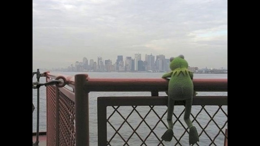 La grenouille Kermit a sauté du toit