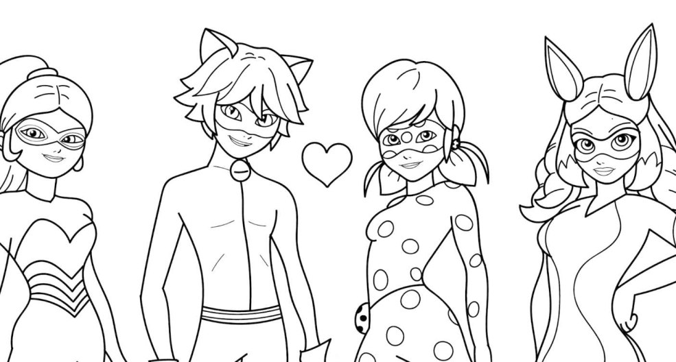 Coloriage dame bug et super chat Rena Ruzh