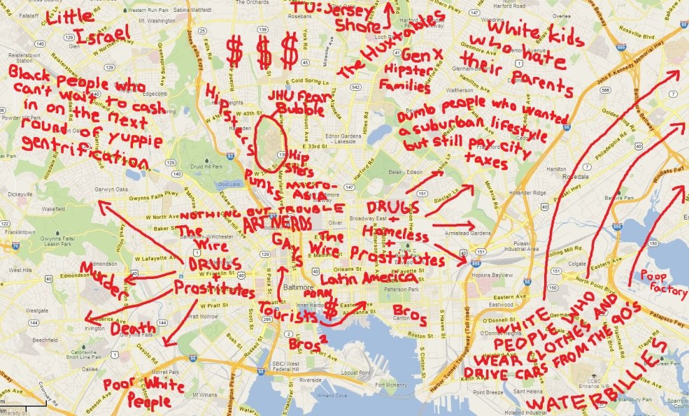 Baltimore sur la carte