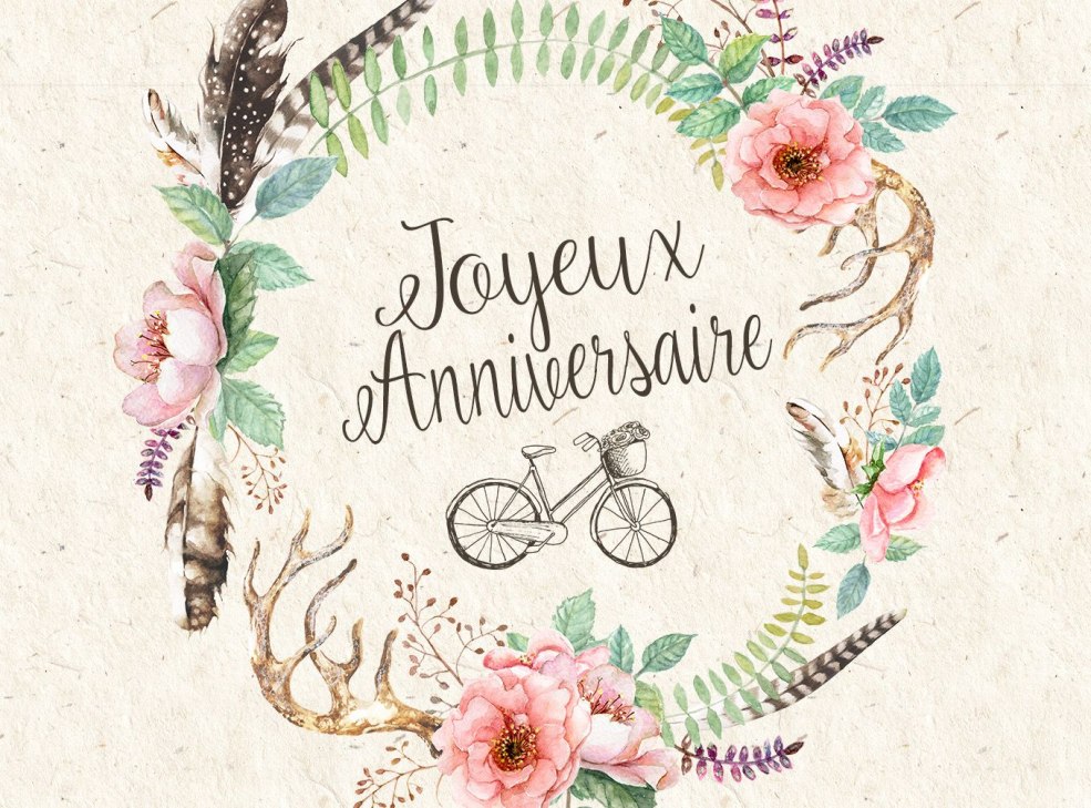 Cartes vintage d'anniversaire Joyeuux