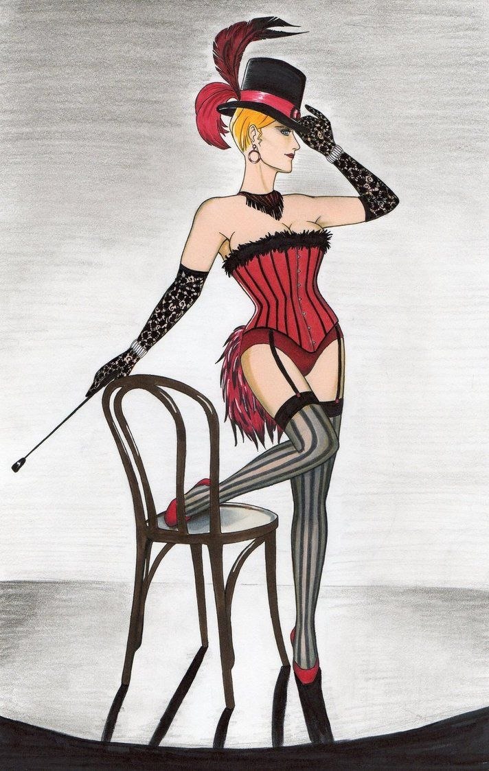 Femmes dans les gants et le corset