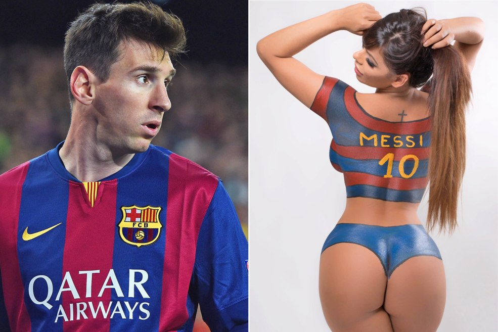 Suzi Caloves dans un Messi T -Shirt
