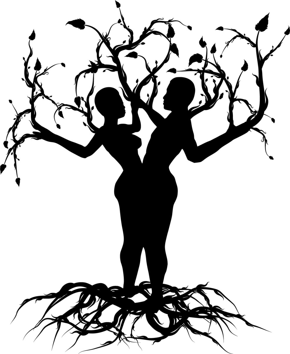 La silhouette d'une fille avec un arbre