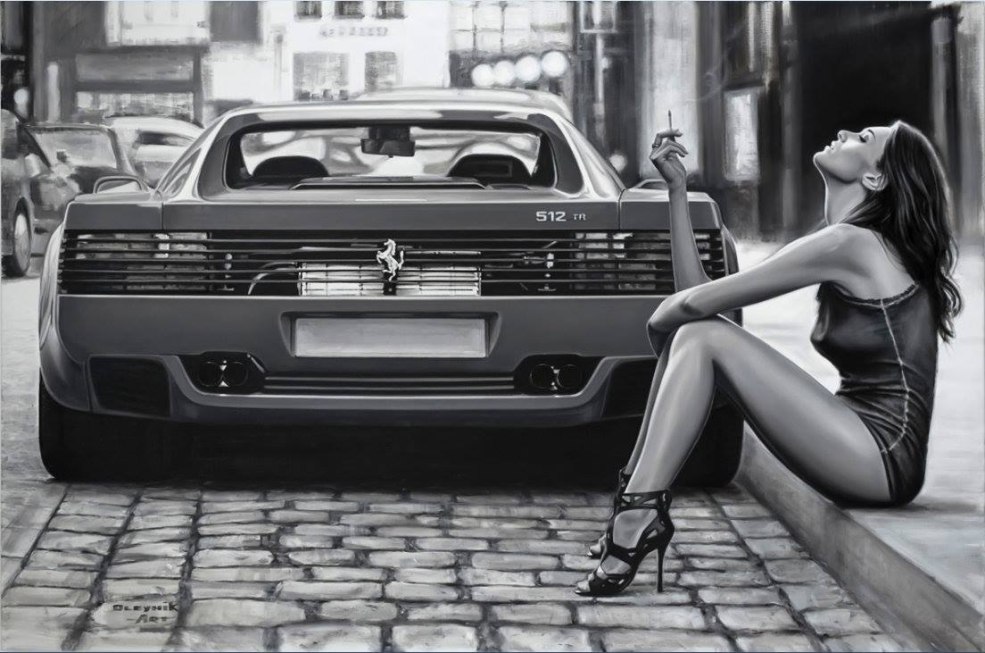 Girl and Car Art