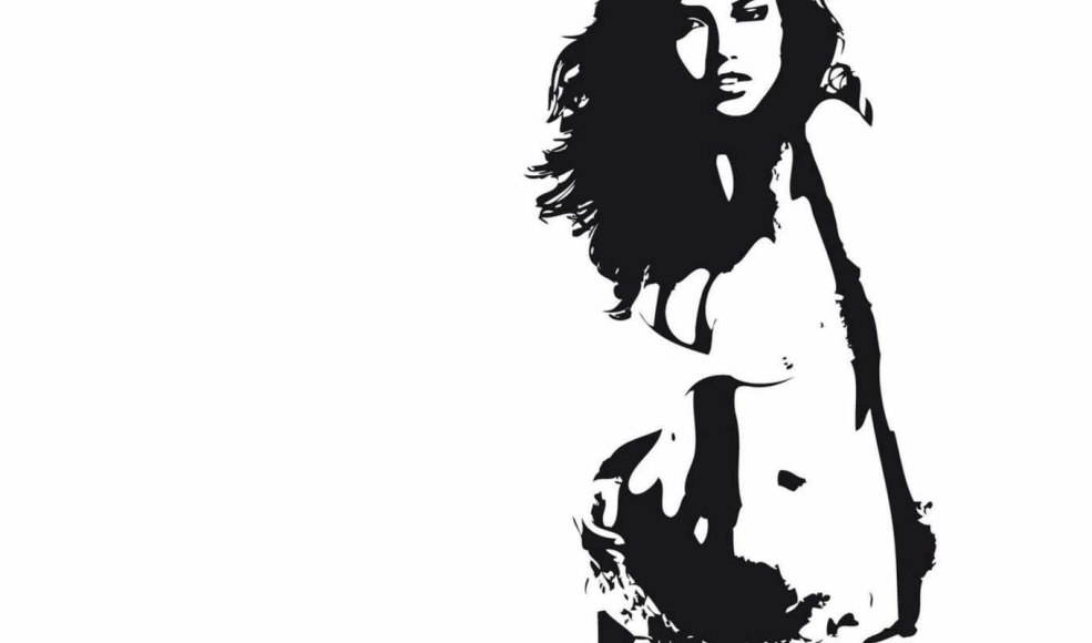 Silhouette blanche noire d'une fille