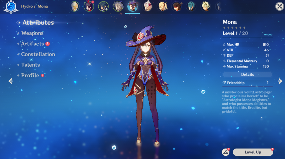 Captures d'écran de Mona Genshin