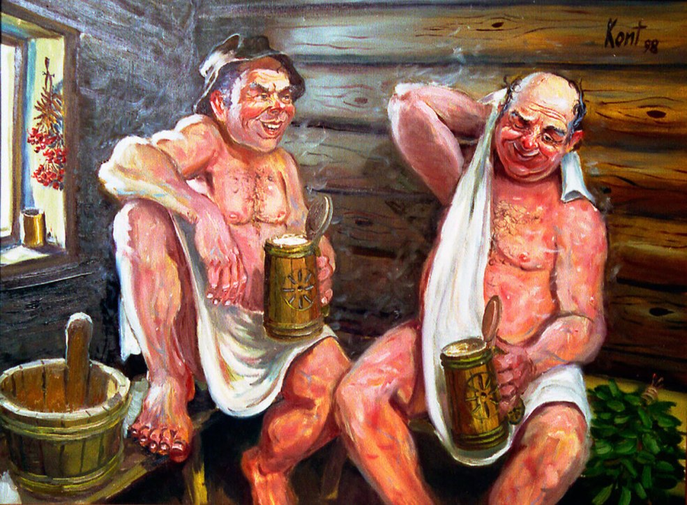 Nous nous reposons dans le sauna