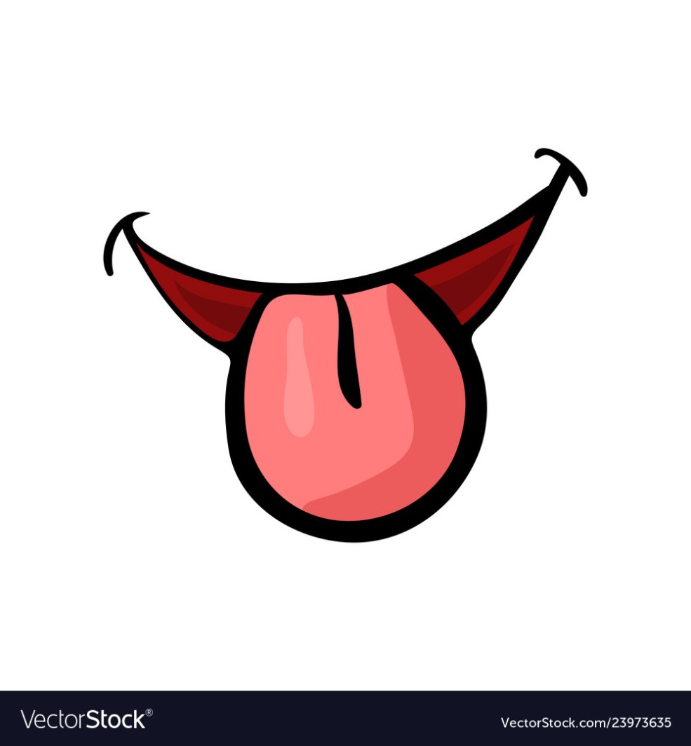 Bouche de dessin animé avec une langue collante