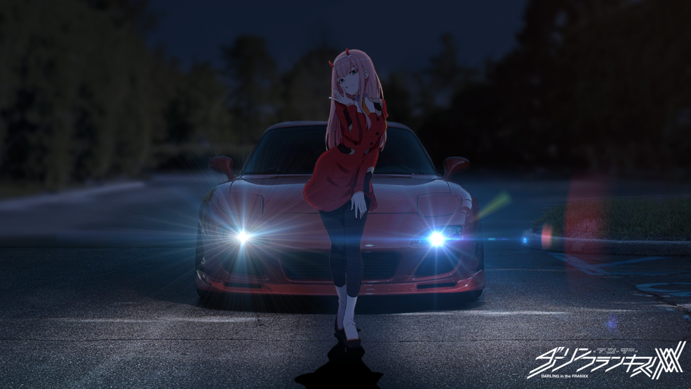 Filles et voitures anime