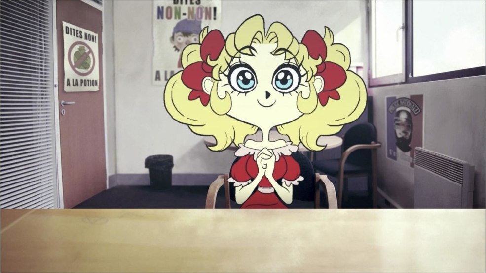 La silhouette d'une fille avec une coiffure