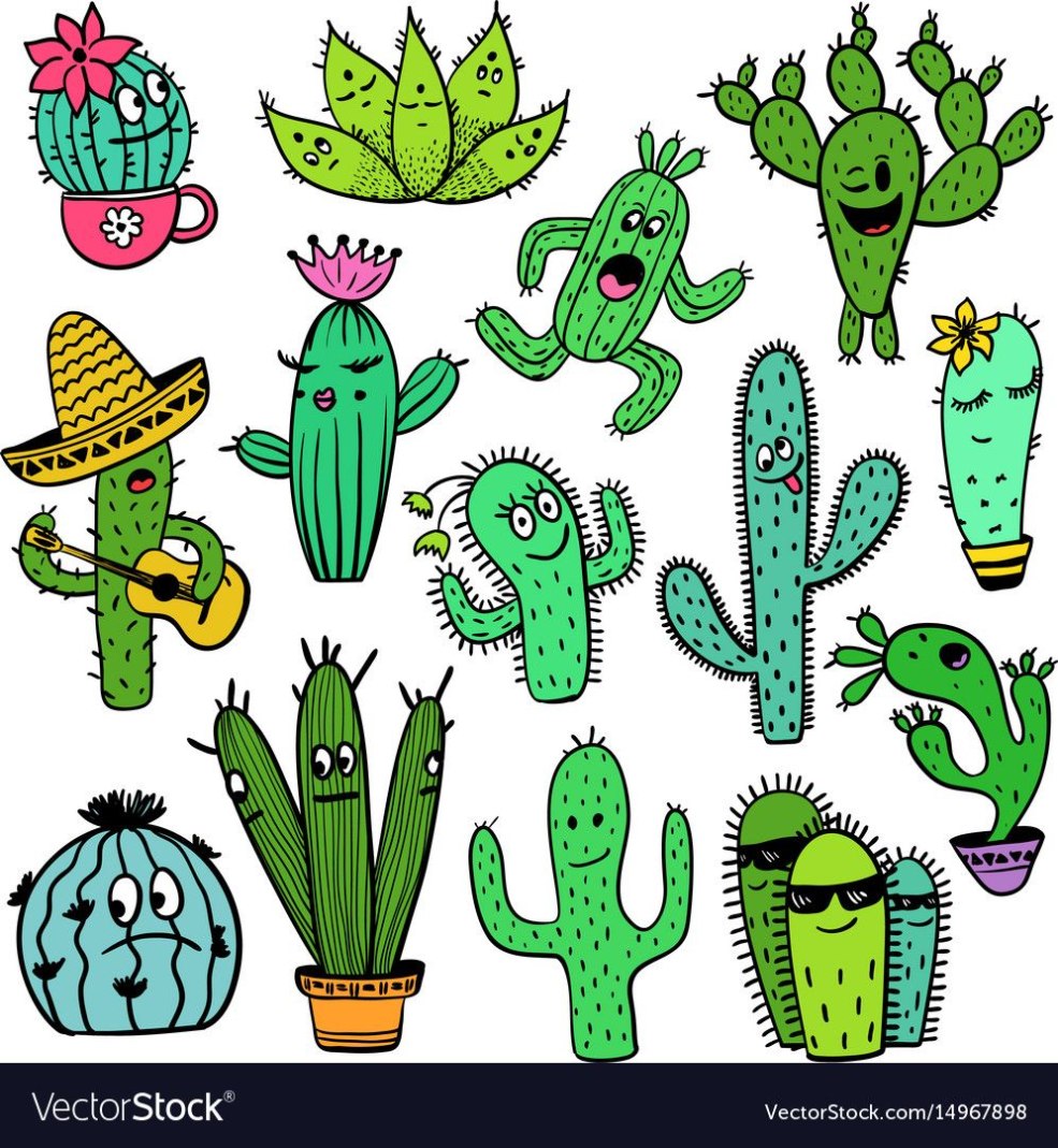 Autocollants de cactus avec le visage