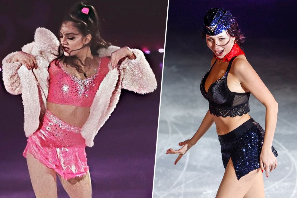 Elizaveta Tuktamysheva dans une robe bleue 2018