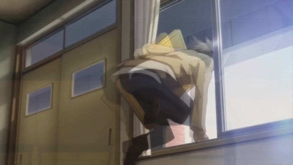 Anime sauter de la fenêtre