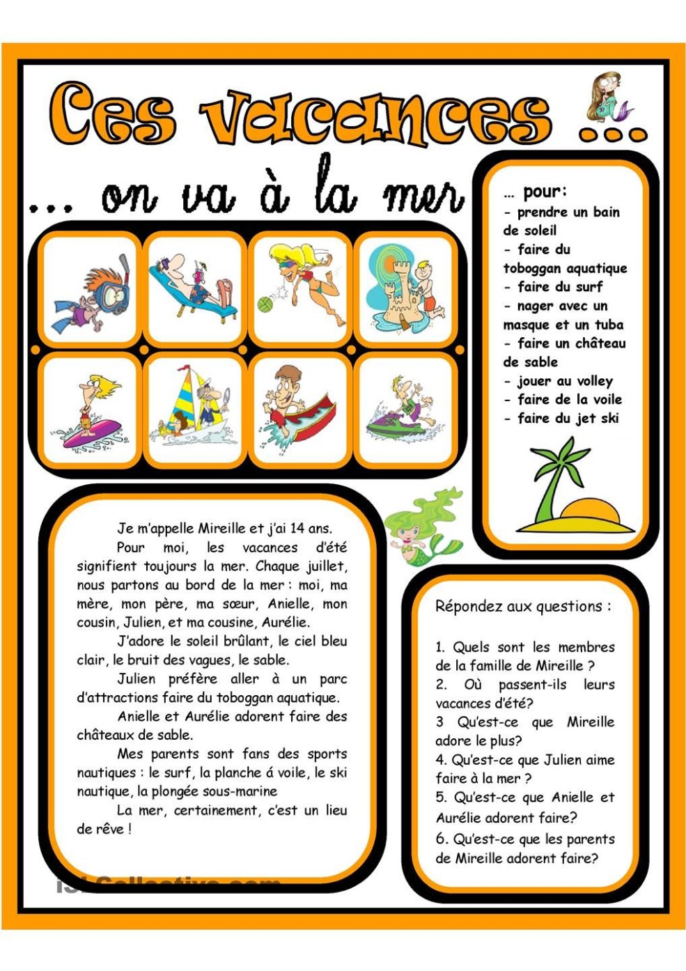 Lexics sur le sujet les vacances d'Ete