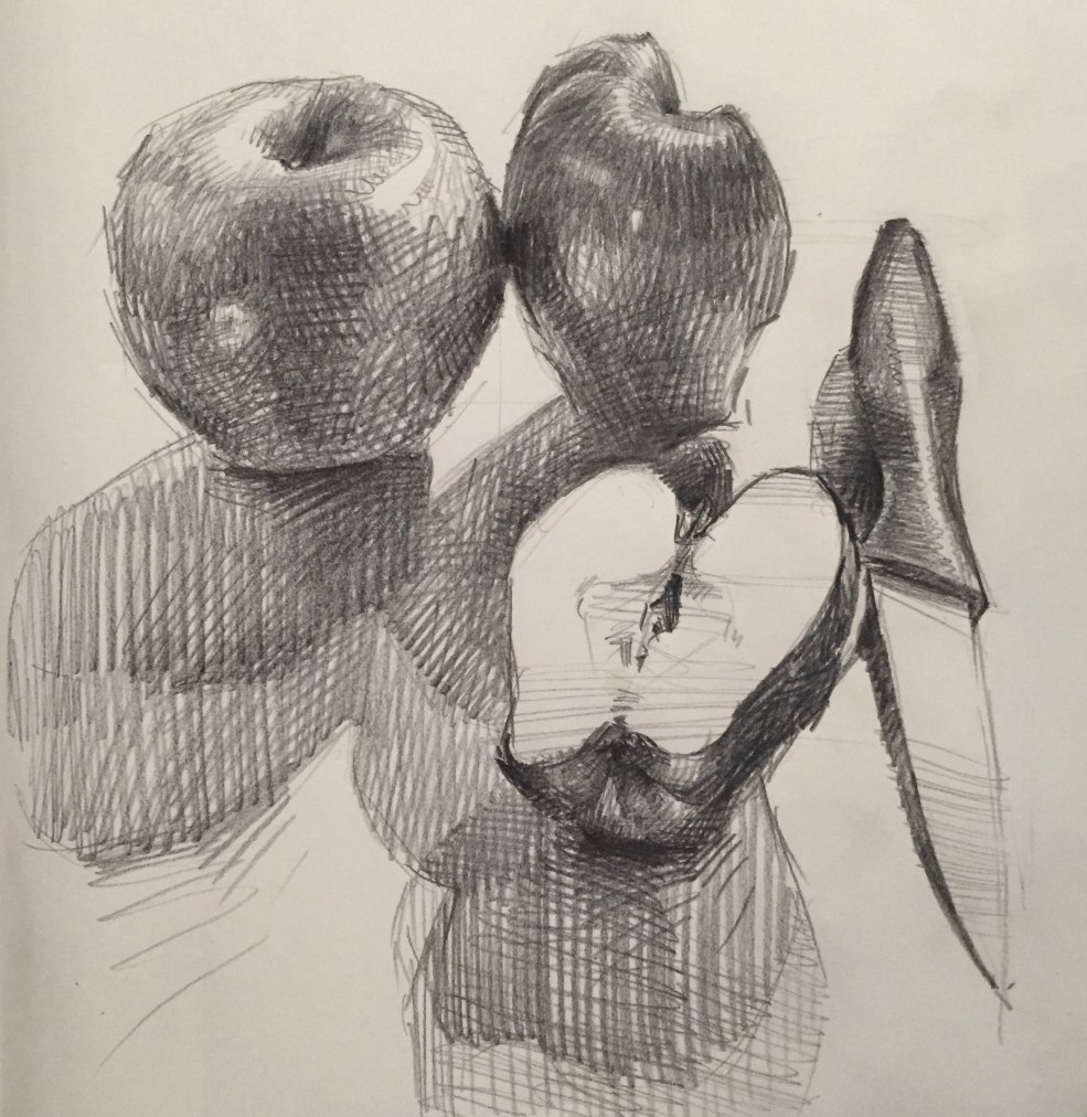 Coup de fruits avec un crayon