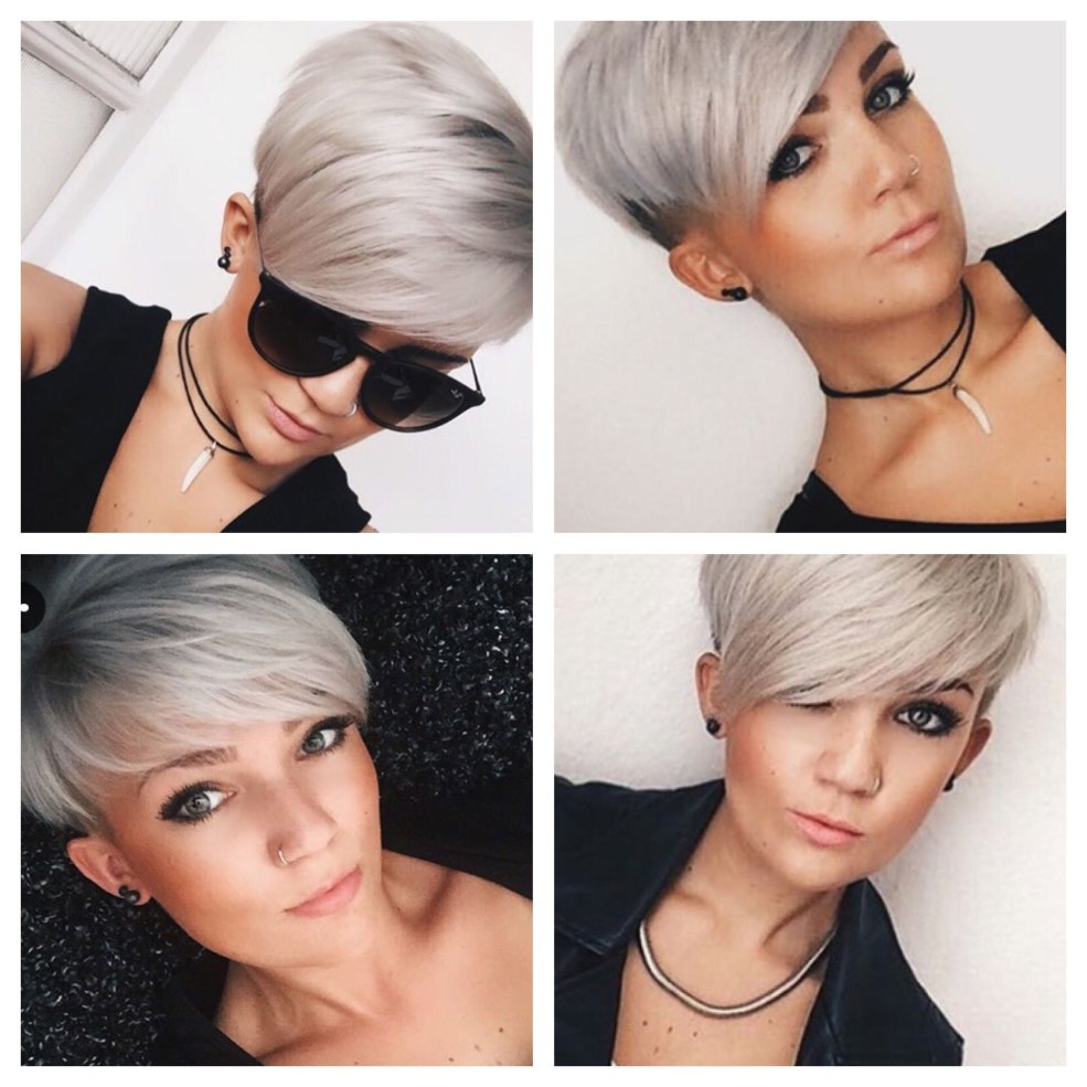 Coupe de cheveux cendrée foncée pour une coupe de cheveux courte