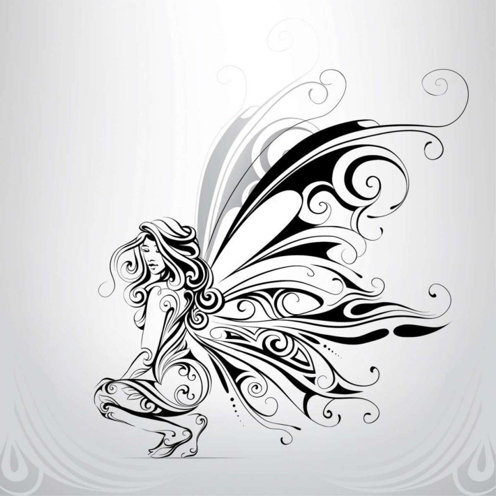 Sketch de tatouage de fée