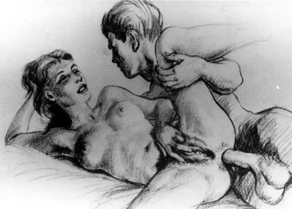 Peinture pornographique avec un crayon