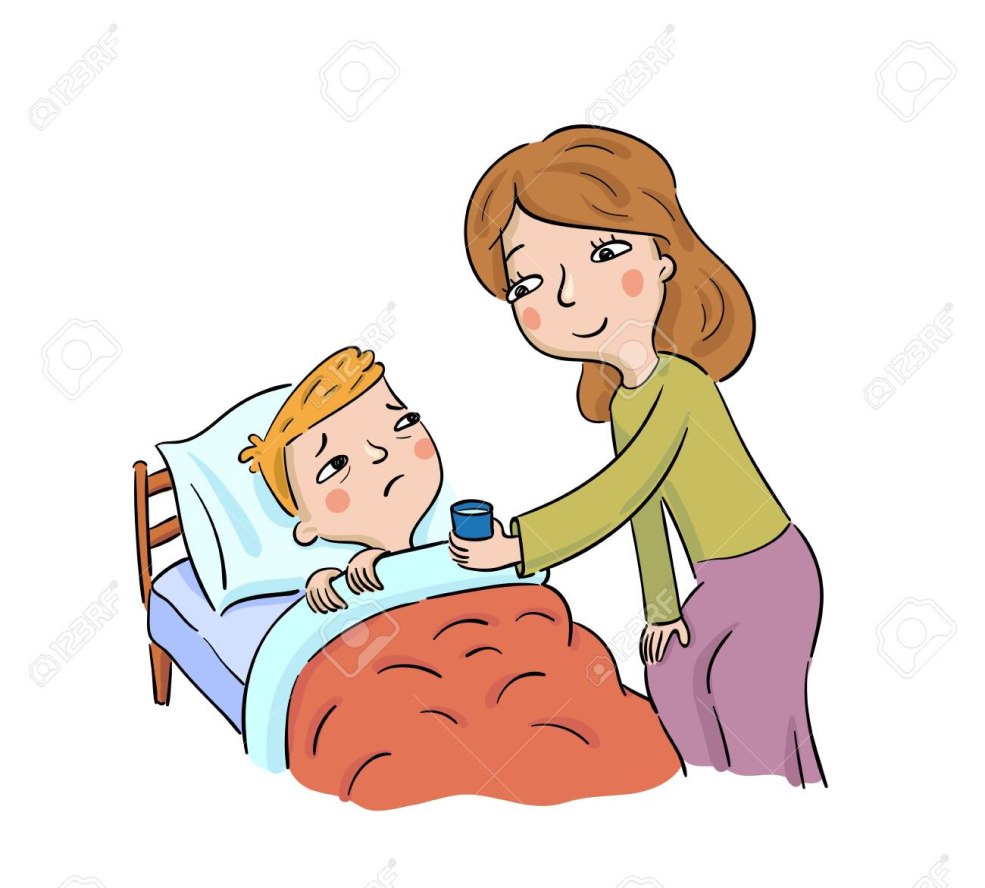 Maman et enfant malade dessin