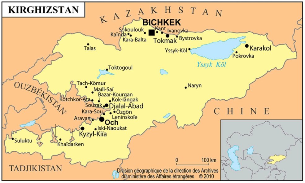 Aravan Kirghizstan sur la carte