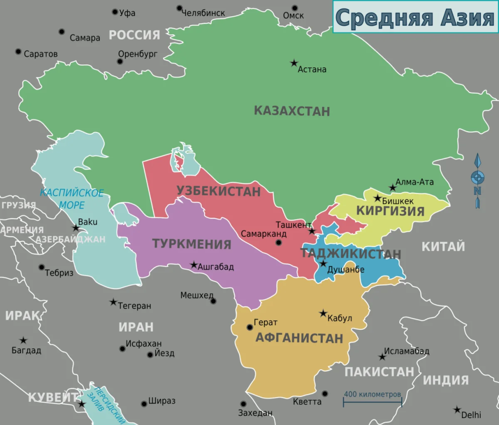 Carte politique de l'Asie centrale