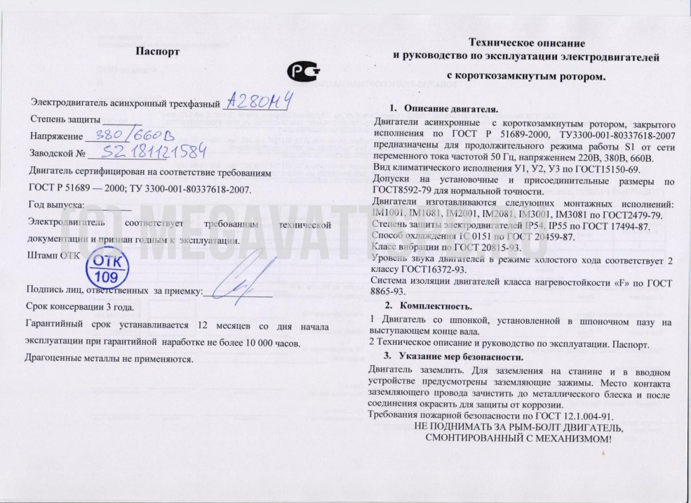 Passeport Motor électrique P2 800