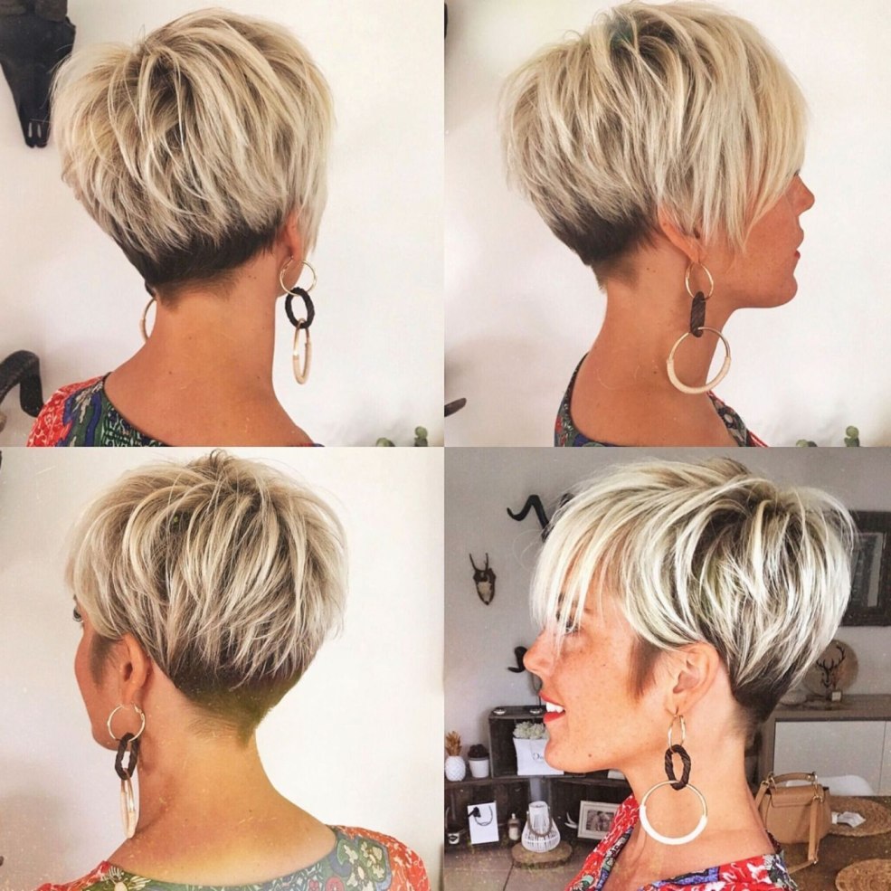 Poignon de pixie de coupe de cheveux asymétrique pour les cheveux courts