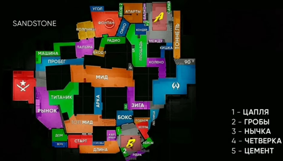Noms des positions sur les cartes dans Standoff 2