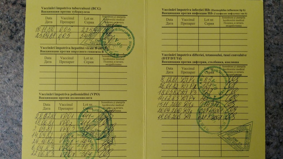 Vaccination du certificat de vaccination ADSM