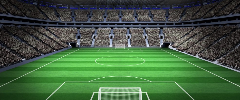 Le stade de football est bleu