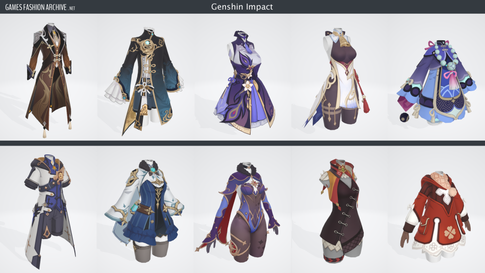 Genshin Impact Personnages Vêtements