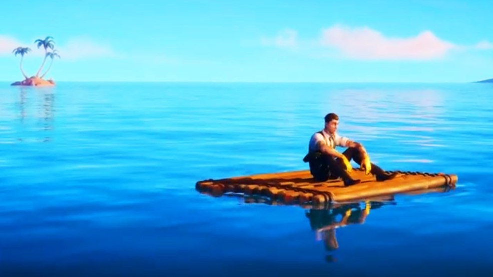 Un homme sur un radeau dans la mer
