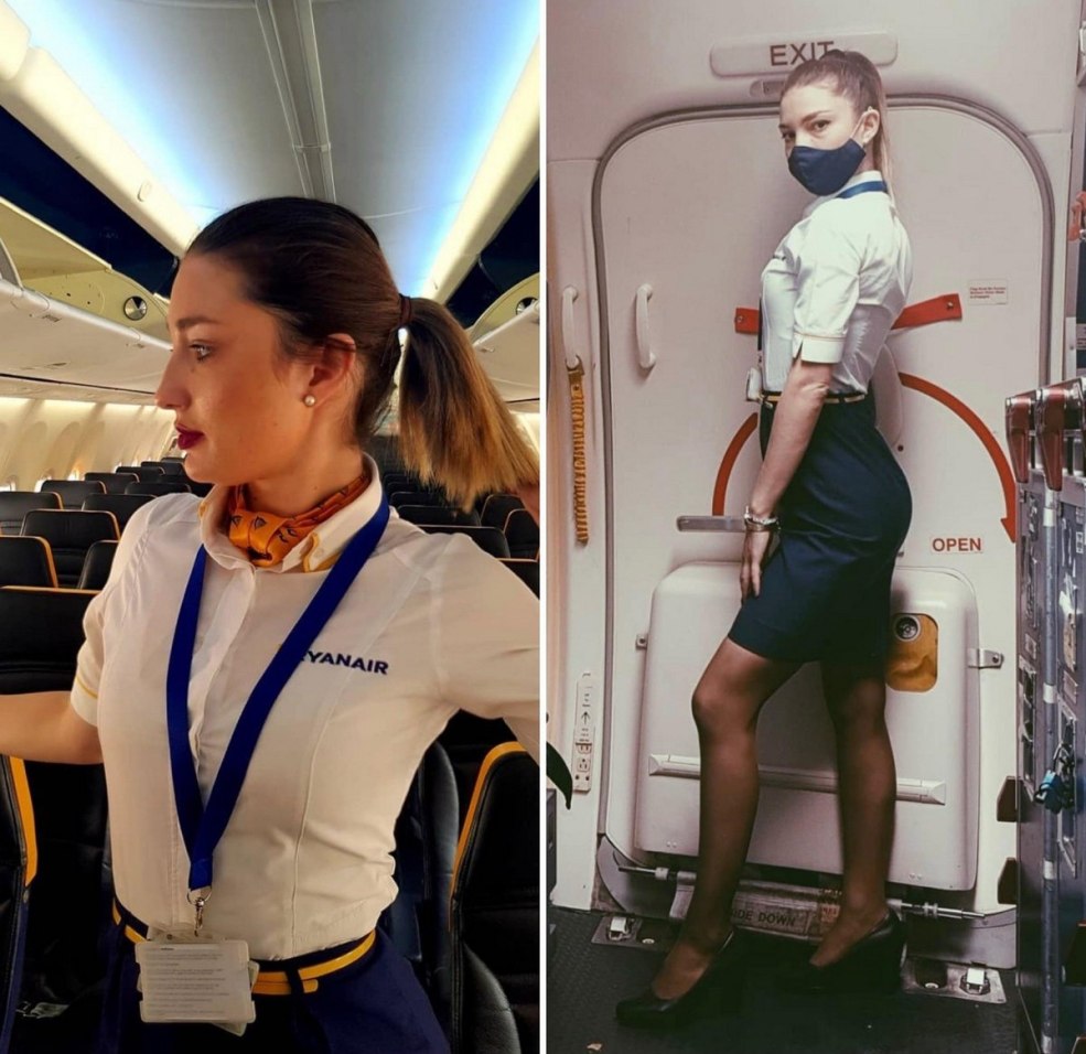 Le hôtesse de l'air est excité