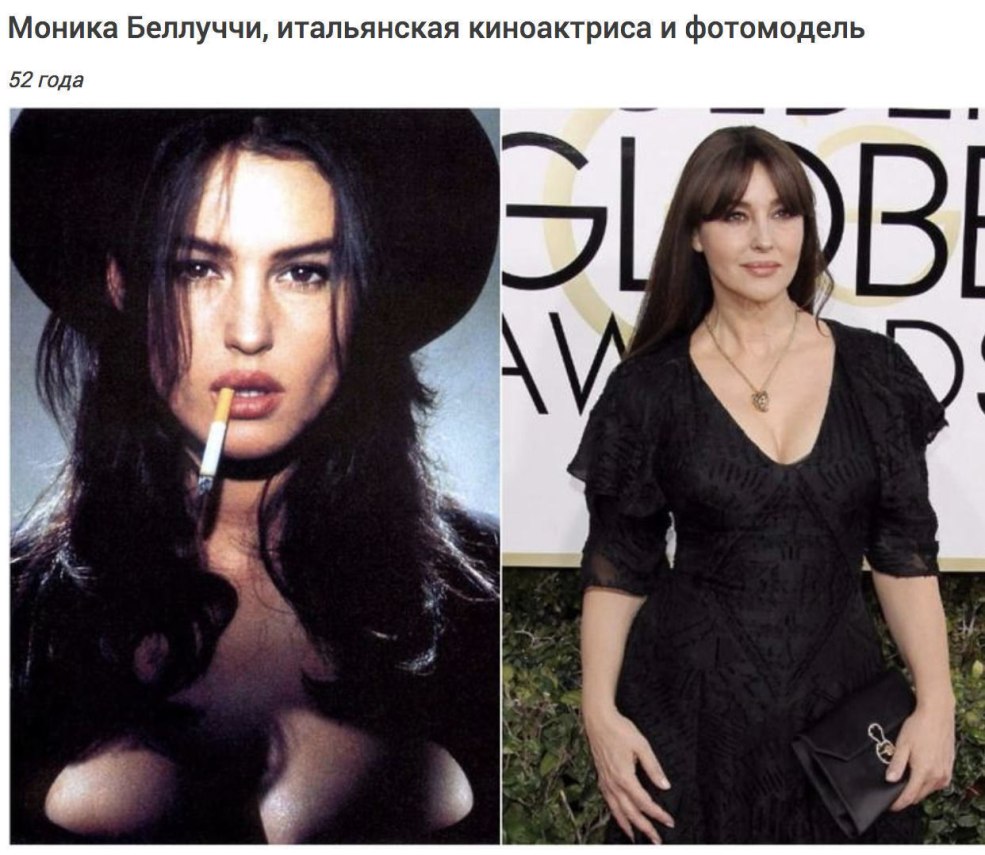 Monica Bellucci alors et maintenant