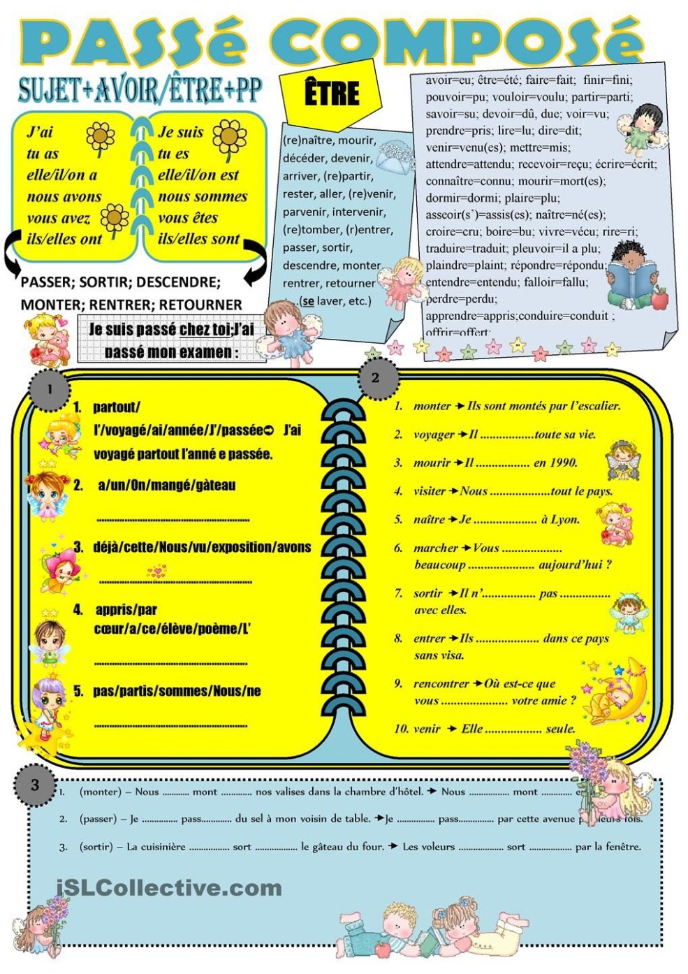 Composé passé dans des exercices français