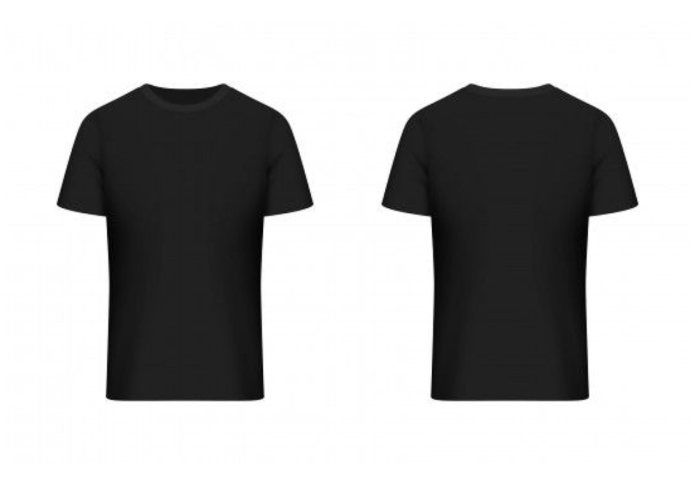 T -Shirt noir de l'avant et de l'arrière