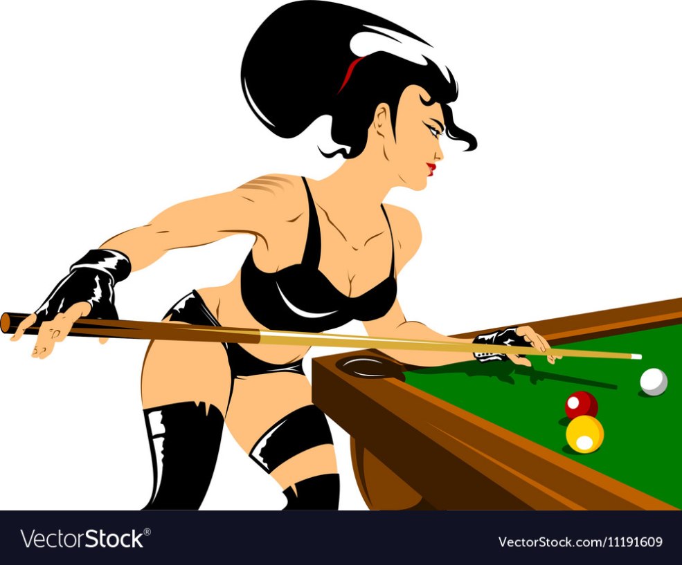 Fille dans un art de billard