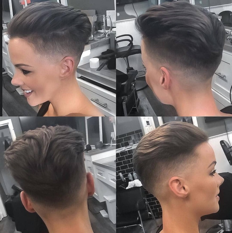 Coupes de cheveux courtes avec des temples rasés et une nuque