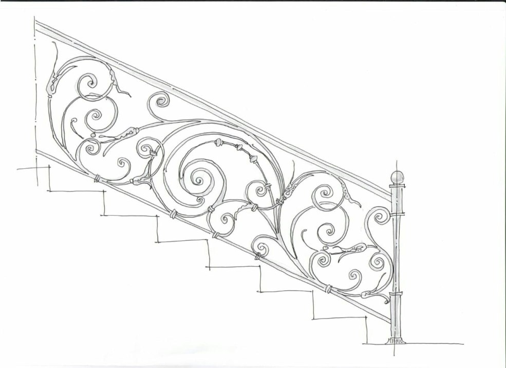 Croquis des escaliers forgés