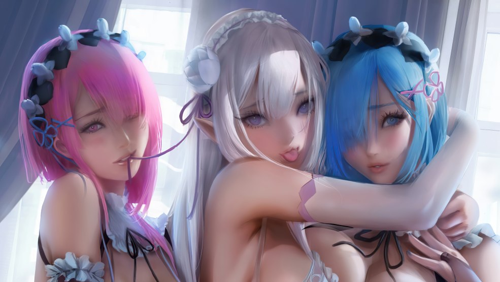 Re Zero Emilia Rem et Ram Hentai