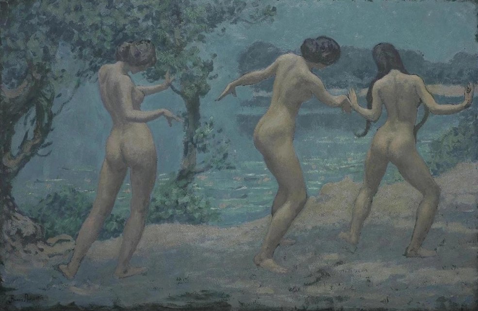 Vieille femme nue dans un film mince