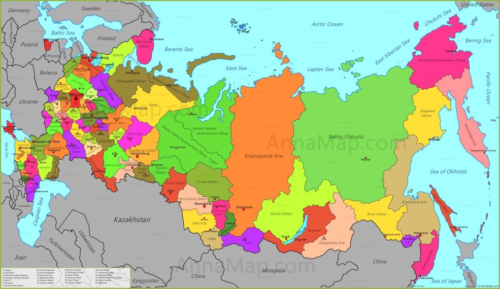 Carte russe en anglais
