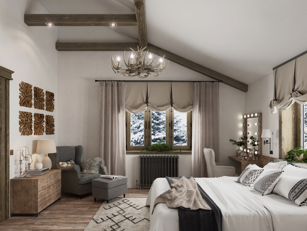 Chambre légère dans le style du chalet